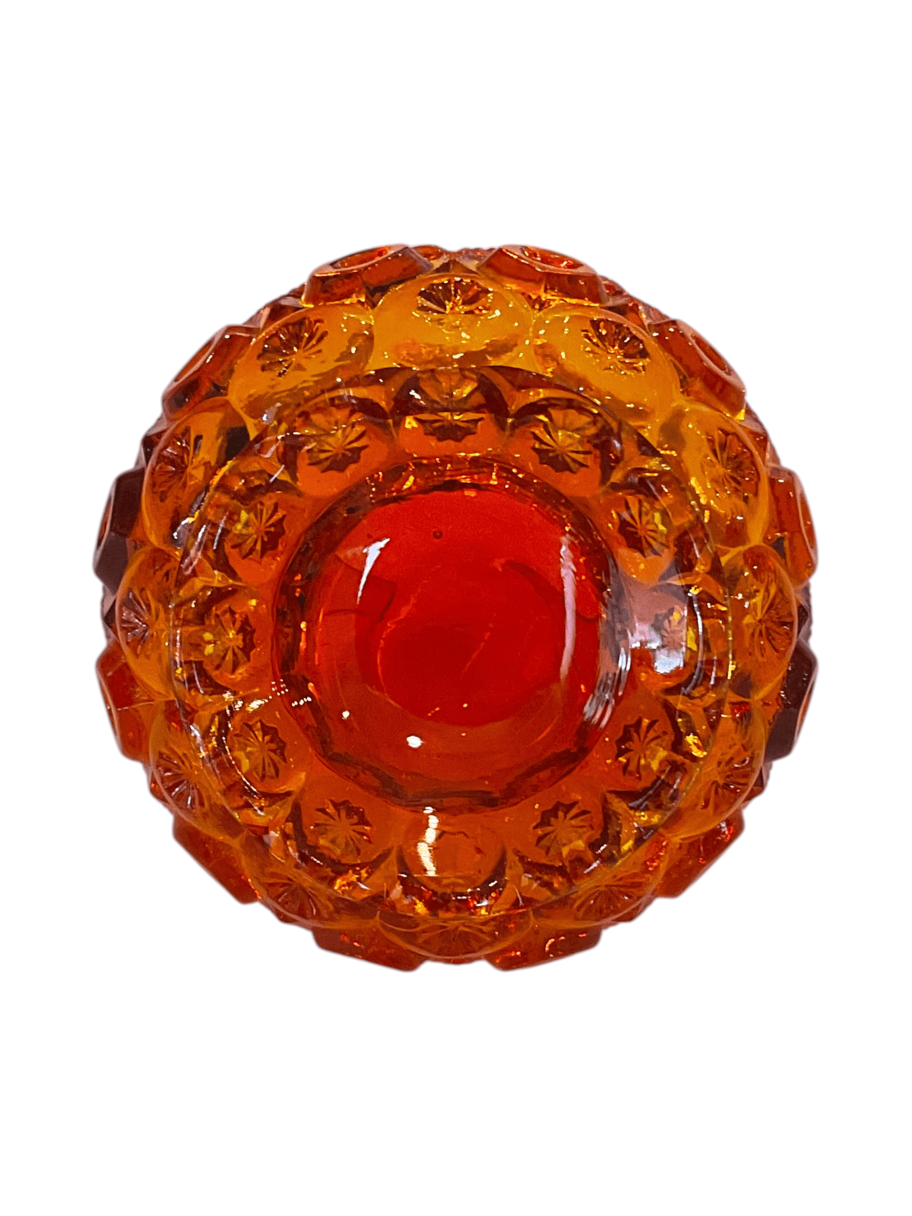 Vintage Amberina Glass Basket with Scalloped Edge - Thumbnail 5