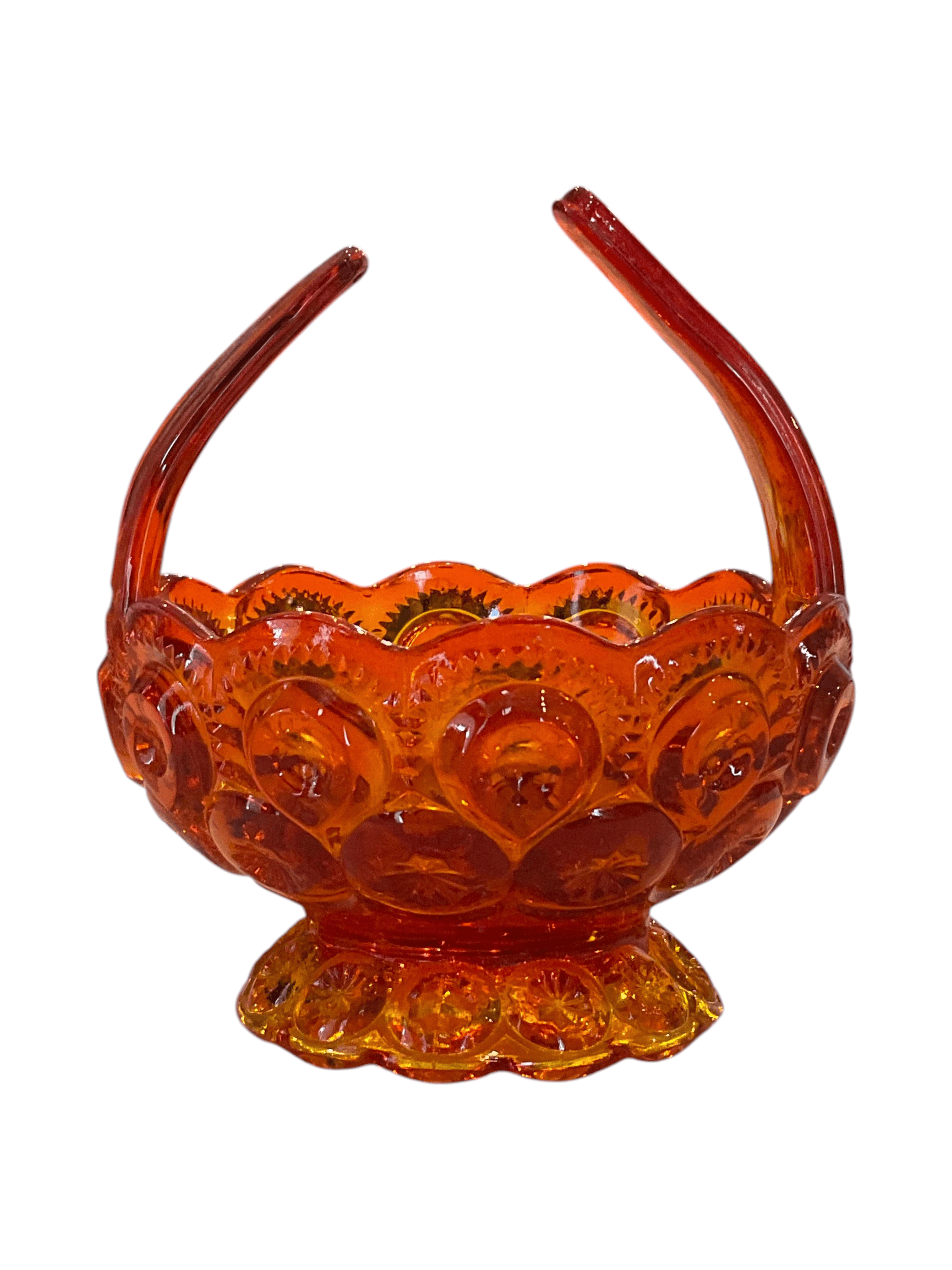 Vintage Amberina Glass Basket with Scalloped Edge - Thumbnail 6