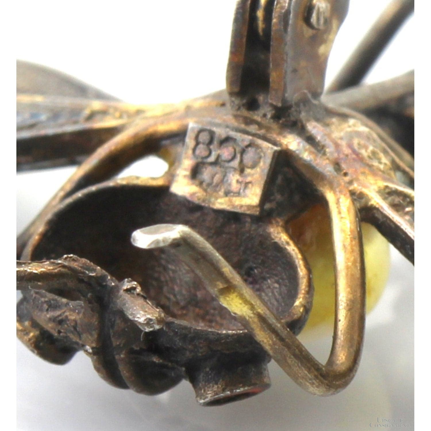 Italian Dragonfly Brooch | Coral, Pearl & Light-Transmitting Plique-à-Jour-Style Enamel - 2"(w) x 1.7"(l) - Thumbnail 8