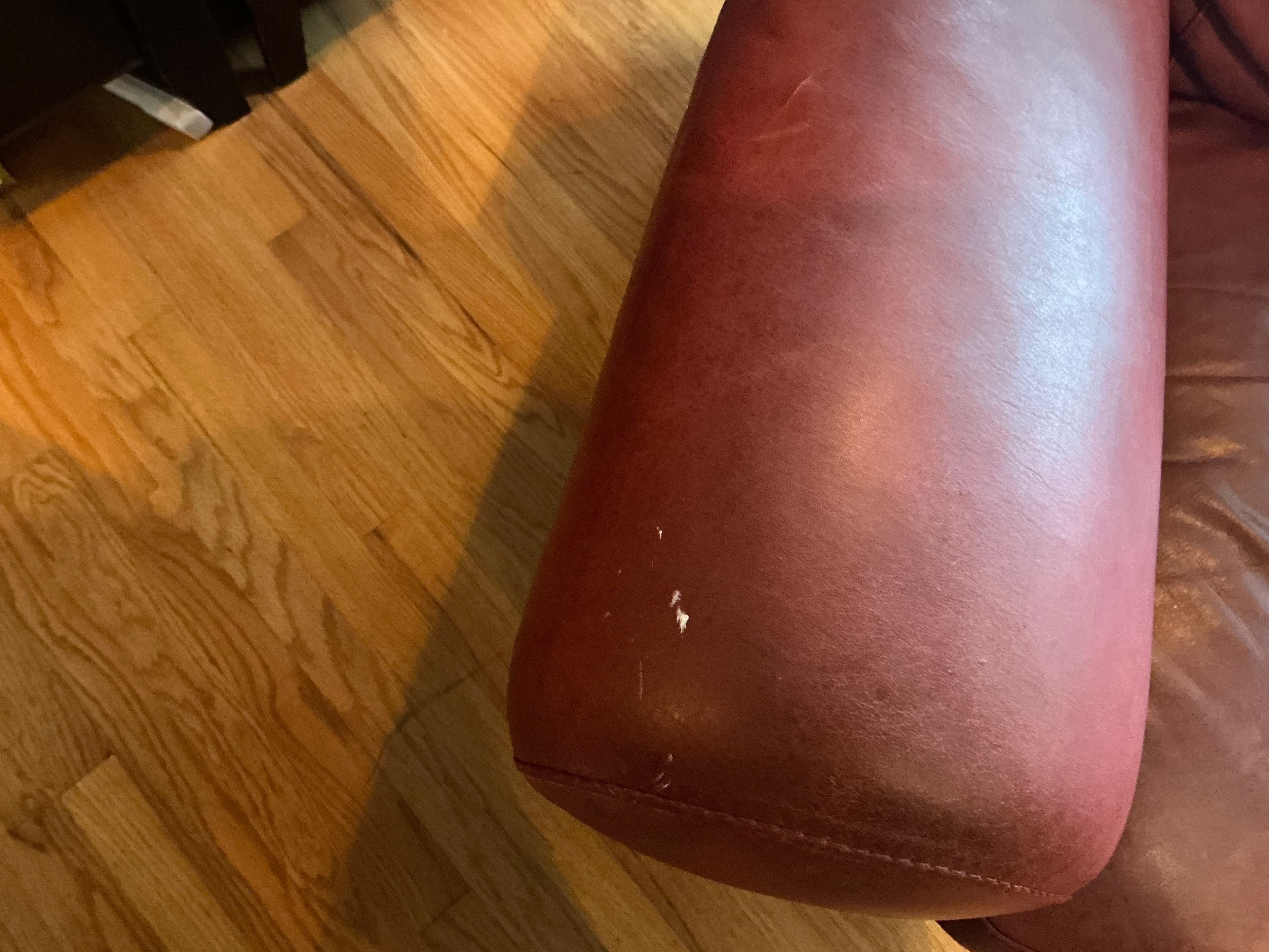 Red Leather Natuzzi Loveseat Sofa - Thumbnail 2