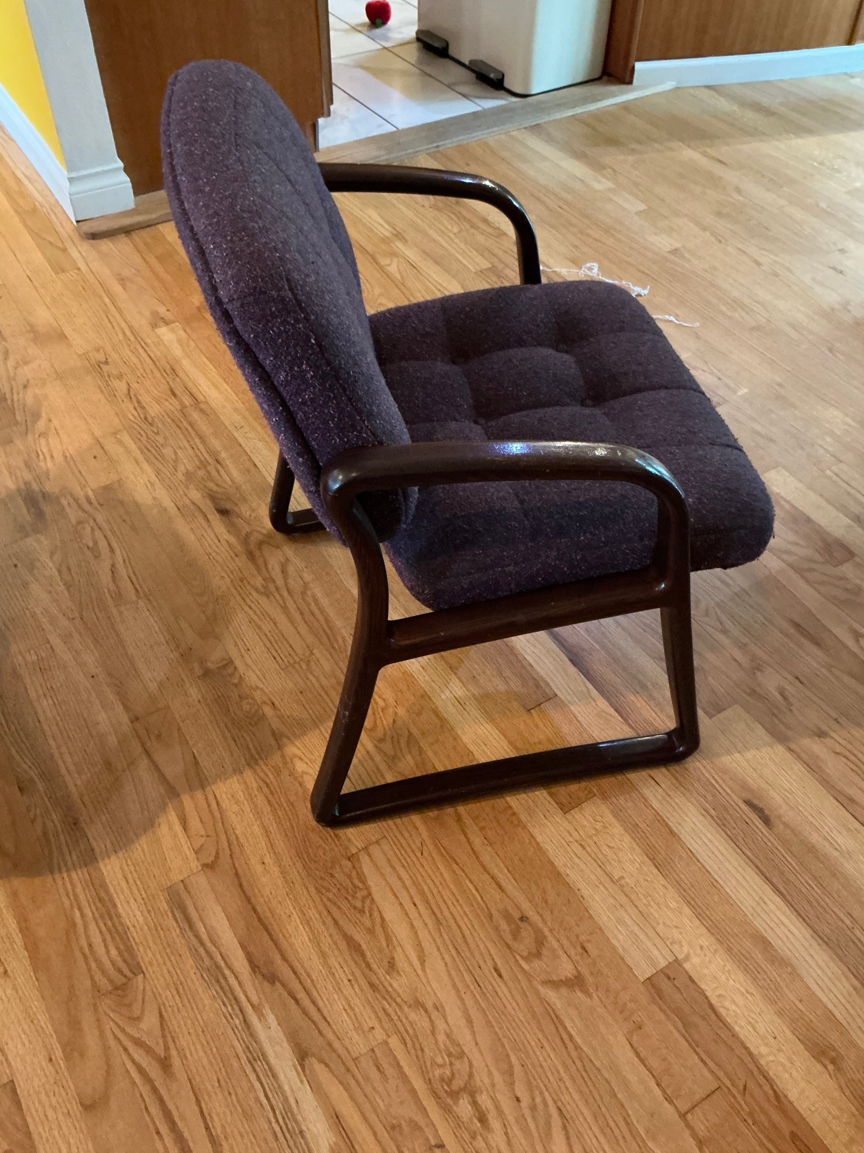 Mid-Century Modern Upholstered Armchair with Wooden Frame - Thumbnail 2