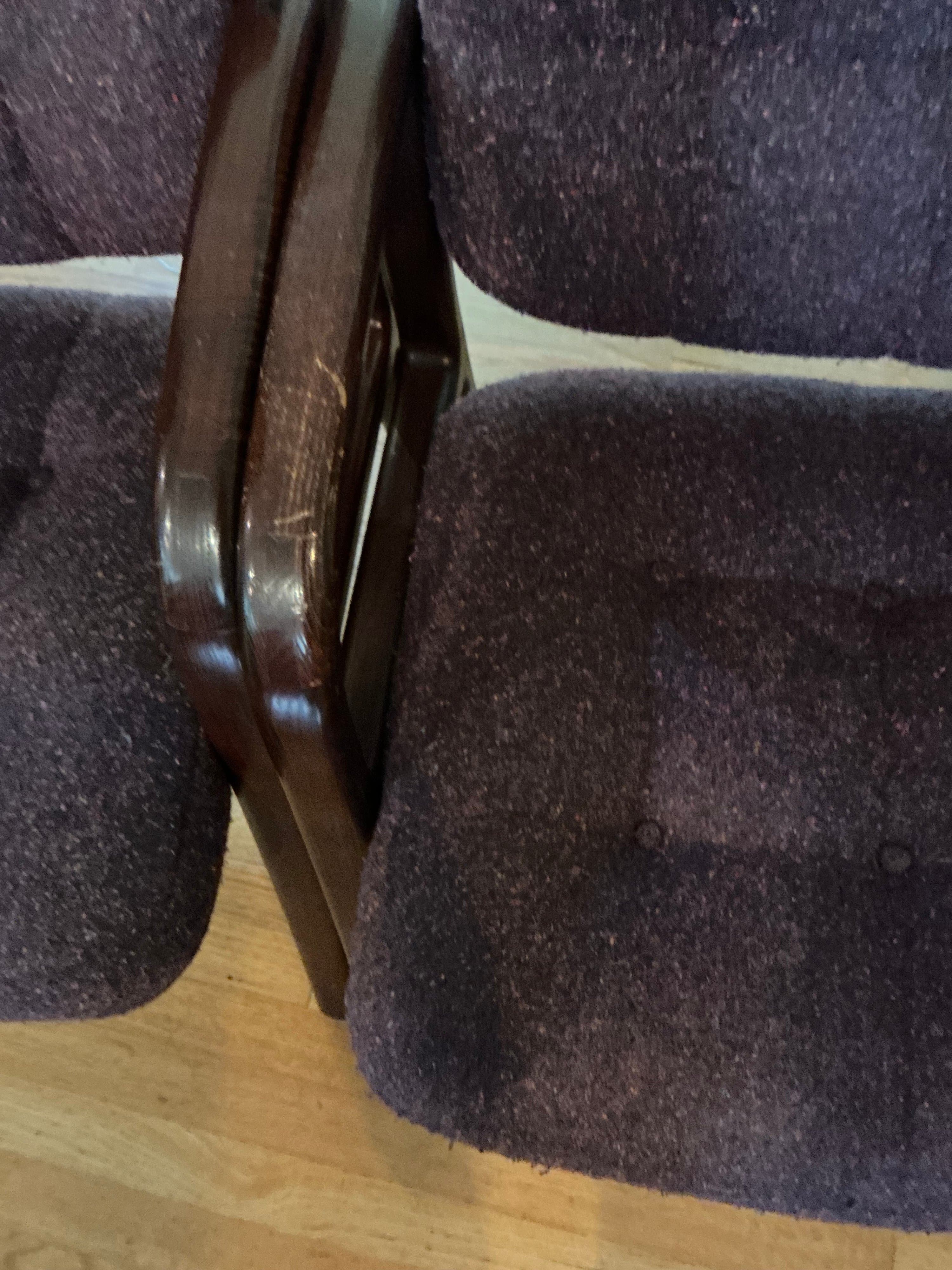 Mid-Century Modern Upholstered Armchair with Wooden Frame - Thumbnail 6