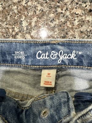 Cat & Jack Girls 4T Denim Shorts Lace Trim Mid Rise Adjustable Waist NWT Stretch - Thumbnail 3