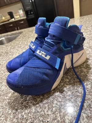 Excellent- Nike LeBron Soldier Blue High Top Basketball Sneakers- Size 11.5 Mens