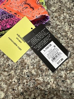 Girl Art Class Muilt-colored Paisley Print Bikini Top Size L 10/12 - Thumbnail 4