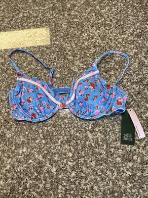 Wild Fable Bikini Top Blue Floral Underwire Medium Adjustable Straps NWT