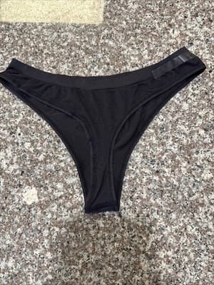 Hanes Black Thong Size 6 Medium - Thumbnail 2