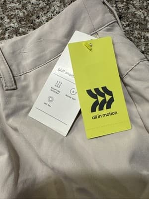NWT All In Motion Boys Khaki Golf Shorts Size 14 Button Closure - Thumbnail 4