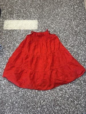 Cat & JackGirls Red Cotton Sundress 5T Sleeveless Tie Straps Adjustable Pullover