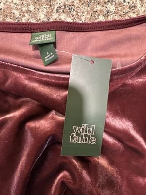 NWT Wild Fable Rose Velvet Dress Size Small - Thumbnail 3