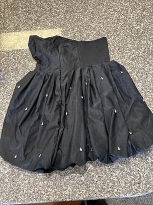 A New Day Black Strapless Beaded Fit & Flare Mini Dress Size L - Thumbnail 2
