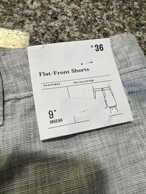 Men's Flat Front Shorts Size 36 NWT Flat Front Cotton 9" inseam - Thumbnail 4