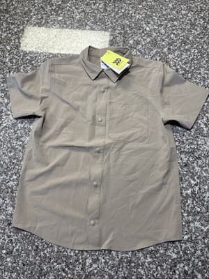 All in Motion Snap Button Up Shirt L (10/12) Tan Moisture Wicking Quick Dry NWT