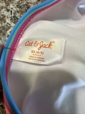 NWT CAT & JACK Youth Girl's Aqua Multi Stripe Bikini Bottoms Size XS (4/5) - Thumbnail 3