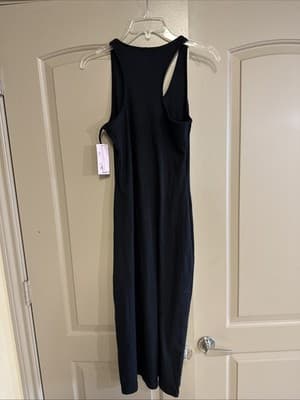 Wild Fable ButterBliss Black Racerback Midi Dress Keyhole Tie Neck Medium - Thumbnail 2