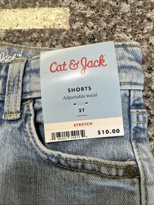 Cat And Jack Toddler Boys Jean Shorts 2t Stretchy-Adjustable Waist-Snap Button - Thumbnail 3