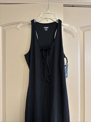 Wild Fable ButterBliss Black Racerback Midi Dress Keyhole Tie Neck Medium - Thumbnail 5