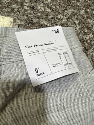 Men's Flat Front Shorts Size 36 NWT Flat Front Cotton 9" inseam - Thumbnail 2