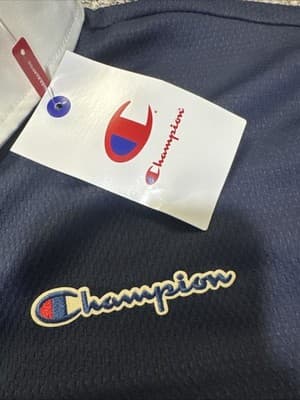 NWT Champion Arena Polo Mens XXL Navy Blue Colorblock Mesh Golf Tennis Shirt - Thumbnail 3