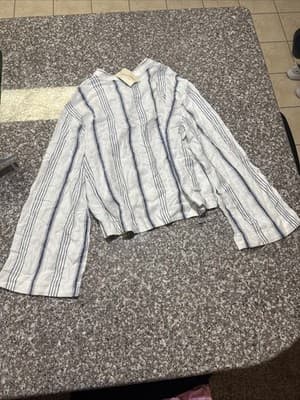 NWT Universal Threads linen blend striped top coastal beachy Size Small - Thumbnail 4