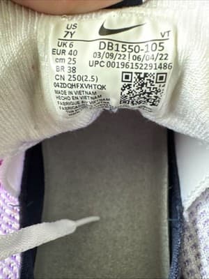 Nike Air Vapormax 2021 Flyknit GS White Violet Frost Size 7 Pre Owned Excellent - Thumbnail 8