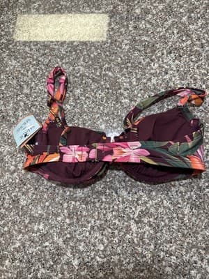Shade & Shore Bikini Top Womens 36DD Multi Floral Center Twist Front Underwire - Thumbnail 2