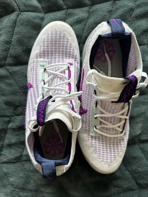 Nike Air Vapormax 2021 Flyknit GS White Violet Frost Size 7 Pre Owned Excellent - Thumbnail 2