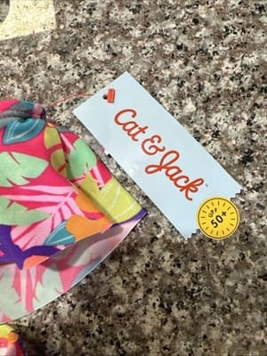 Cat & Jack Girls Tropical Floral Bikini Set NEW w/ TAGS Size XS(4/5) UPF 50+ - Thumbnail 2