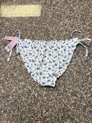 Wild Fable Blue Floral Ruffle Side Tie Bikini Bottom - Large - NEW with TAGS - Thumbnail 3