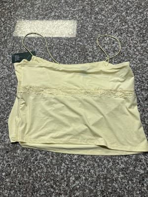 NEW Wild Fable Light Yellow Lace Trim Cami Top - Soft Coquette Boho Bodice XL - Thumbnail 3