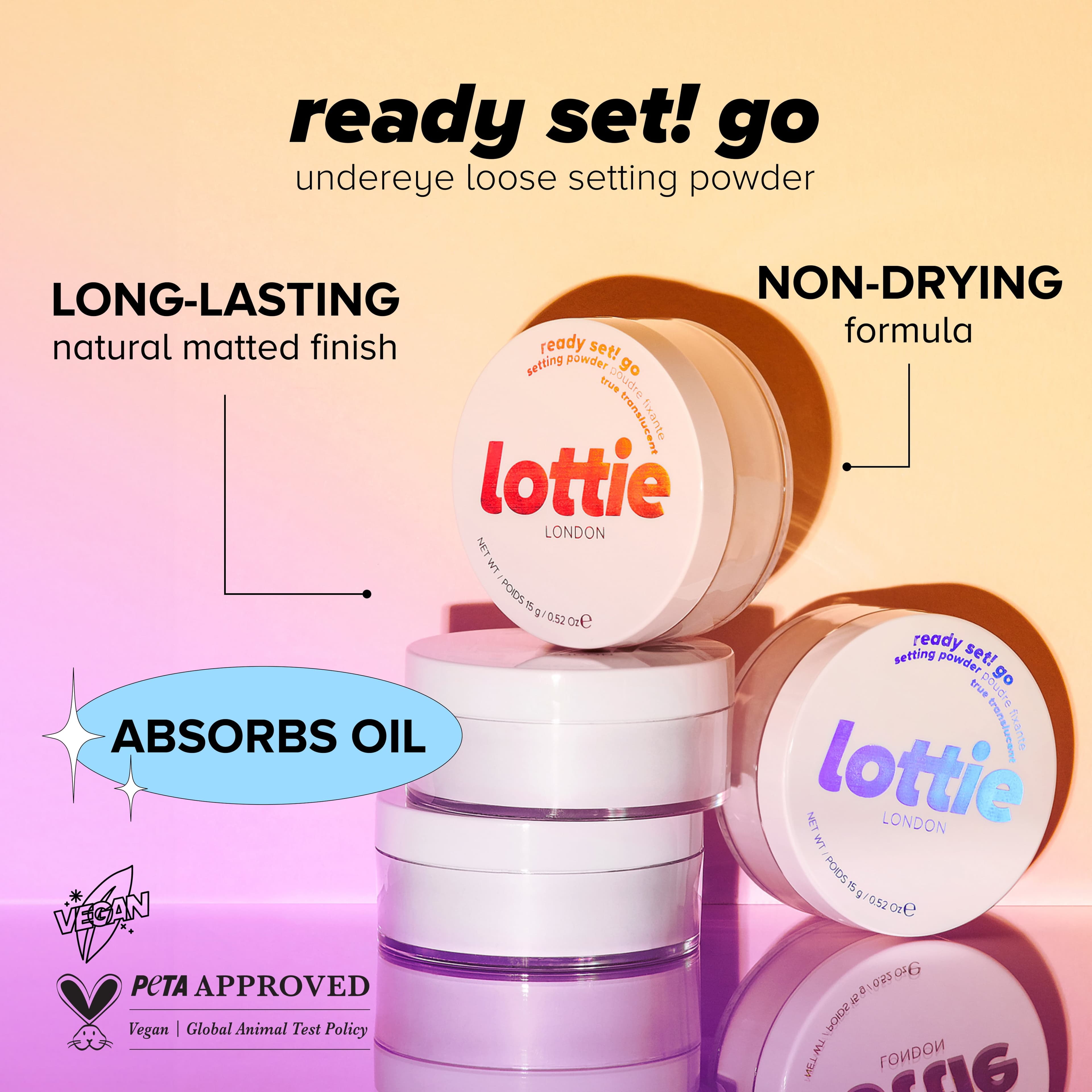 Lottie London Ready Set! Lightweight Makeup Setting Powder  100% Vegan  True Translucent  0.52 Oz - Thumbnail 5