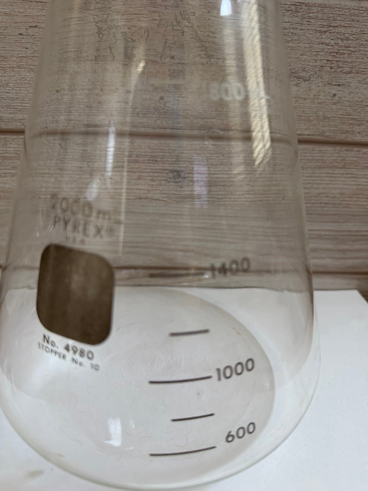 Pyrex 2000 mL Erlenmeyer Flask Beaker No 4980 Stopper no 10 - Thumbnail 2