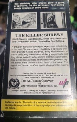 The Killer Shrews 1959 VHS Tested James Best Ingrid Goude Cult Creature Horror - Thumbnail 2