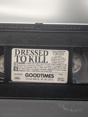 Dressed to Kill VHS, 2001 Brian De Palma, Fully Tested - Thumbnail 2