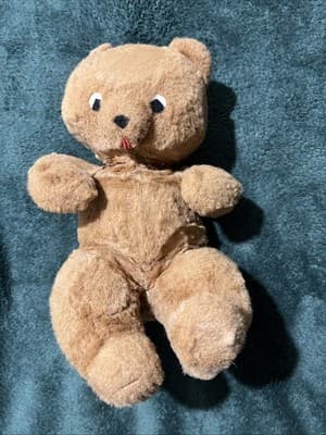 Classic Brown Teddy Bear 14 Inches Vintage Stuffed Animal Toy - Thumbnail 4