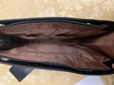 Loulu Large Quilted Tote Bag Purse 16x11x5 Faux Leather Chain Handles Black - Thumbnail 4