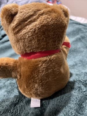 Vintage Henco Plush Brown Teddy Bear Toy 10" Stuffed Animal w/ Red Bow - Thumbnail 3