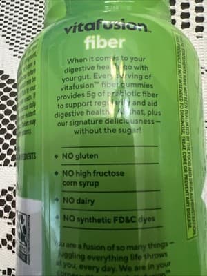 Vitafusion Sugar-Free Fiber Supplement Gummies Berry &Peach Flavored, 90 Count - Thumbnail 4