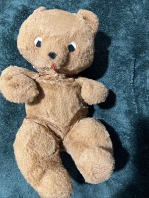 Classic Brown Teddy Bear 14 Inches Vintage Stuffed Animal Toy - Thumbnail 2