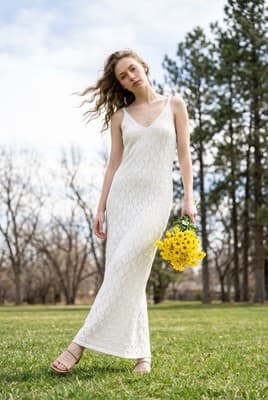 White crochet knit cami dress by By Willow And Wind Size Large - Thumbnail 2