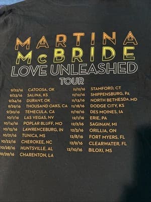 Vintage Y2K Mens Size Small Martina McBride Band Short Sleeve T-Shirt Black 2016 - Thumbnail 6