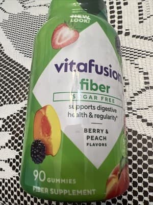 Vitafusion Sugar-Free Fiber Supplement Gummies Berry &Peach Flavored, 90 Count - Thumbnail 5