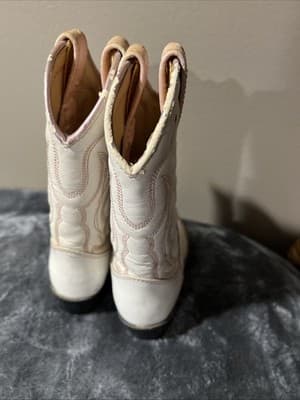 Durango Buckeroo Vintage White/Pink Girl Cowboy Boots Size 9.5 D Western Cowgirl - Thumbnail 4