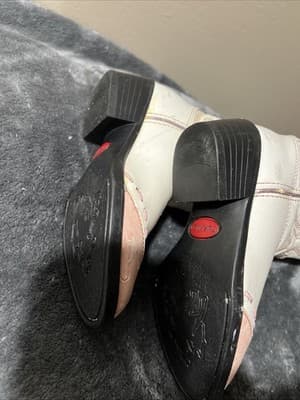 Durango Buckeroo Vintage White/Pink Girl Cowboy Boots Size 9.5 D Western Cowgirl - Thumbnail 5
