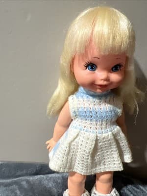 12 -RARE HTF-Vintage 1972-1970s 70s REMCO TOY Baby Doll Hard Plastic Blue Eyes - Thumbnail 4