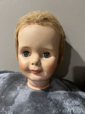 Vintage Composition/Plastic Head of The Play Doll with Blonde Synthetic Hair. 9" - Thumbnail 6