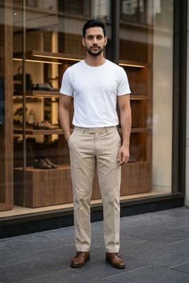 Dockers Signature Khaki Pants Mens 32x32 Brown Classic Fit Flat Front Casual New - Thumbnail 3
