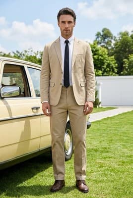 Dockers Signature Khaki Pants Mens 32x32 Brown Classic Fit Flat Front Casual New - Thumbnail 6
