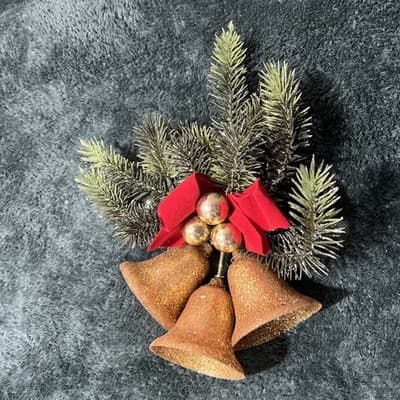 A Vintage Mid-century Glittered Gold Bell Christmas Decoration. Made In Germany - Thumbnail 3
