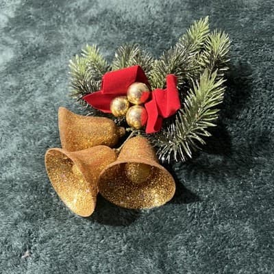 A Vintage Mid-century Glittered Gold Bell Christmas Decoration. Made In Germany - Thumbnail 6